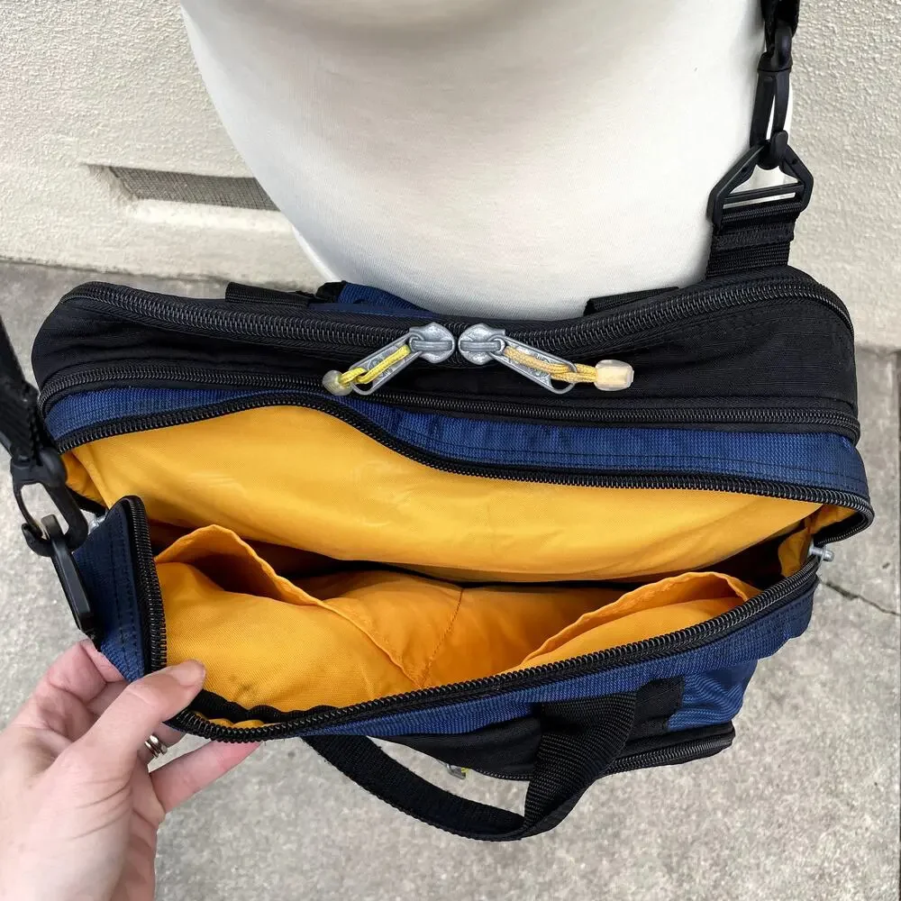Timberland Blue Yellow Expandable Messenger Style Laptop Bag